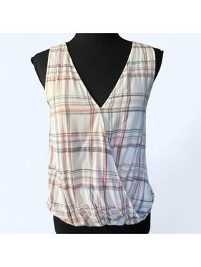 Harper Heritage plaid wrap cottagecore boho sleeveless top size small
